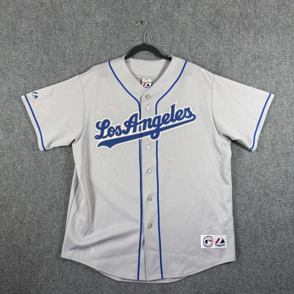 Vintage Los Angeles Dodgers MLB Blank Baseball Jersey Majestic Gray XL? #3448